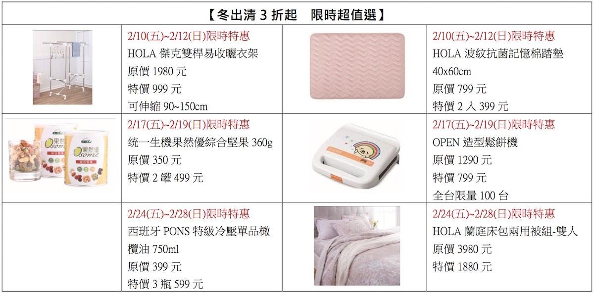 HOLA特力和樂一年一度冬出清登場,2/9~3/1祭出千件商